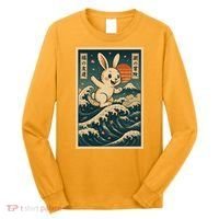Surfing Bunny Retro Japanese Sakura Wave Adventure Long Sleeve Shirt thumb 0