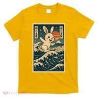 Surfing Bunny Retro Japanese Sakura Wave Adventure T-Shirt thumb 0