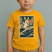 Surfing Bunny Retro Japanese Sakura Wave Adventure Toddler T-Shirt thumb 2