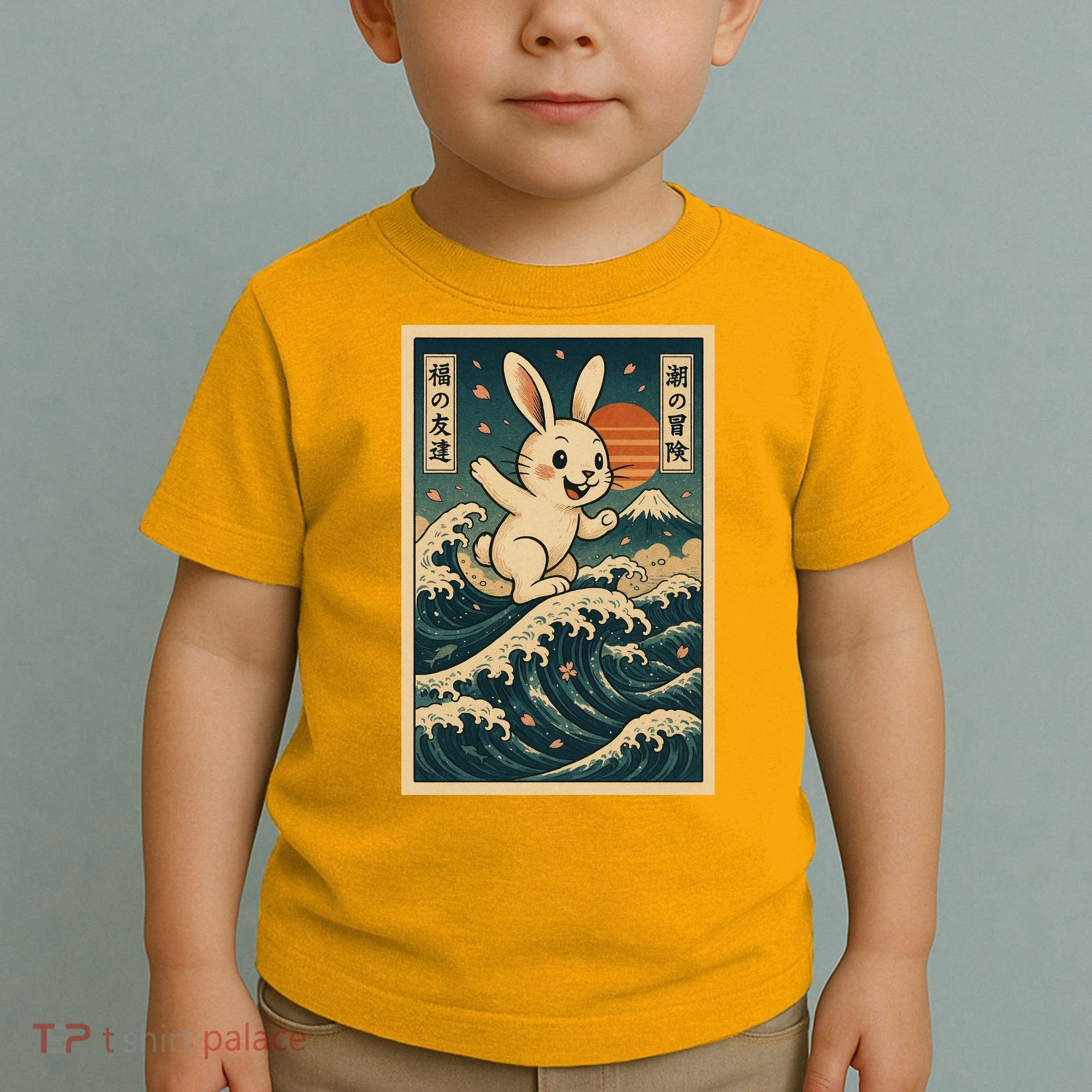 Surfing Bunny Retro Japanese Sakura Wave Adventure Toddler T-Shirt