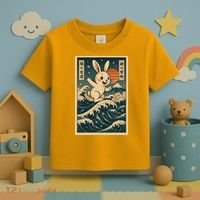 Surfing Bunny Retro Japanese Sakura Wave Adventure Toddler T-Shirt thumb 3