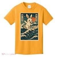 Surfing Bunny Retro Japanese Sakura Wave Adventure Kids T-Shirt thumb 0