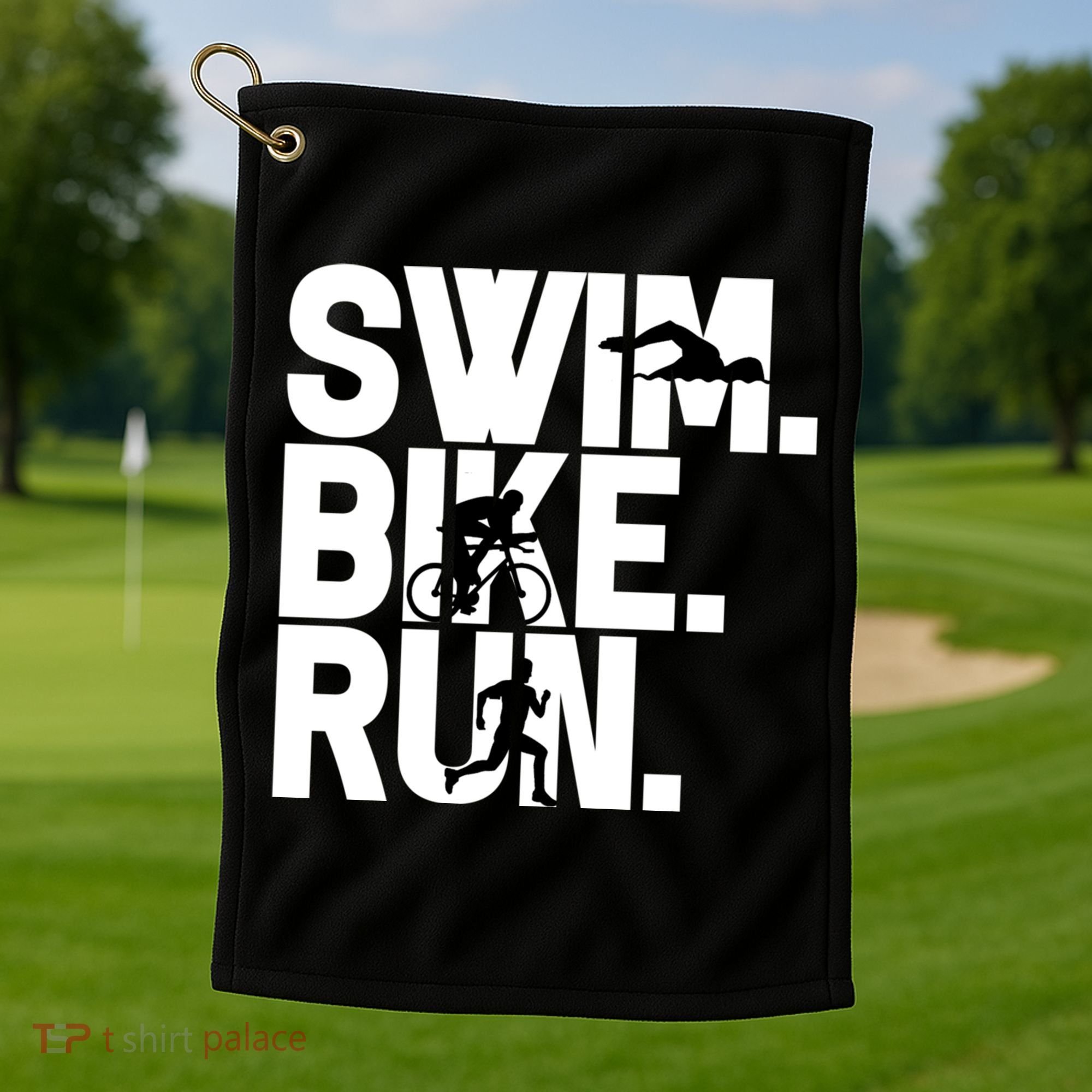 Swim Bike Run Triathlon Triathlete Athletics Gift Golf Towel
