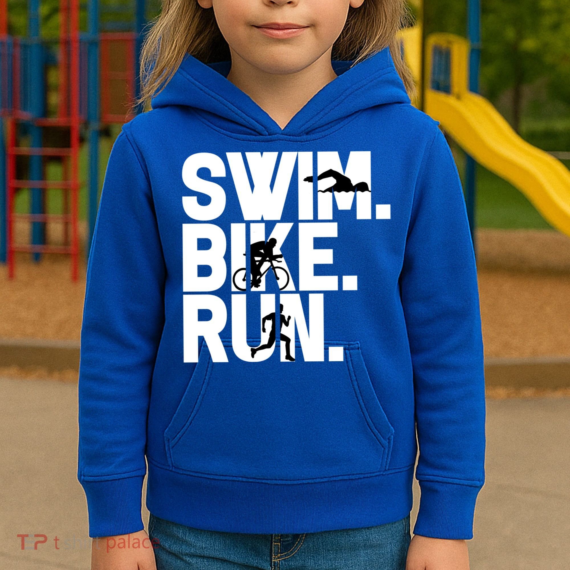 Swim Bike Run Triathlon Triathlete Athletics Gift Kids Hoodie