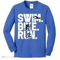 Swim Bike Run Triathlon Triathlete Athletics Gift Kids Long Sleeve Shirt thumb 0