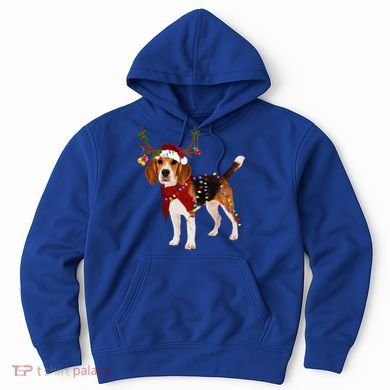 Santa Beagle Reindeer Light Christmas Funny Gift Hoodie