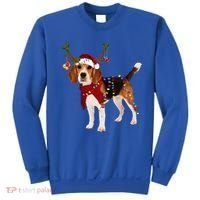 Santa Beagle Reindeer Light Christmas Funny Gift Sweatshirt thumb 0