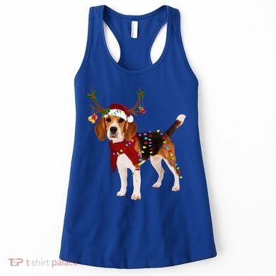 Santa Beagle Reindeer Light Christmas Funny Gift Women's Tank Top