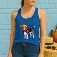 Santa Beagle Reindeer Light Christmas Funny Gift Women's Tank Top thumb 2