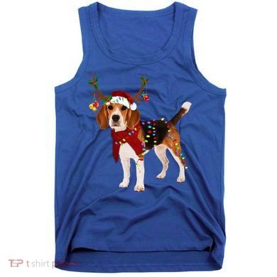 Santa Beagle Reindeer Light Christmas Funny Gift Tank Top