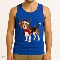 Santa Beagle Reindeer Light Christmas Funny Gift Tank Top thumb 3