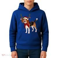 Santa Beagle Reindeer Light Christmas Funny Gift Kids Hoodie thumb 4