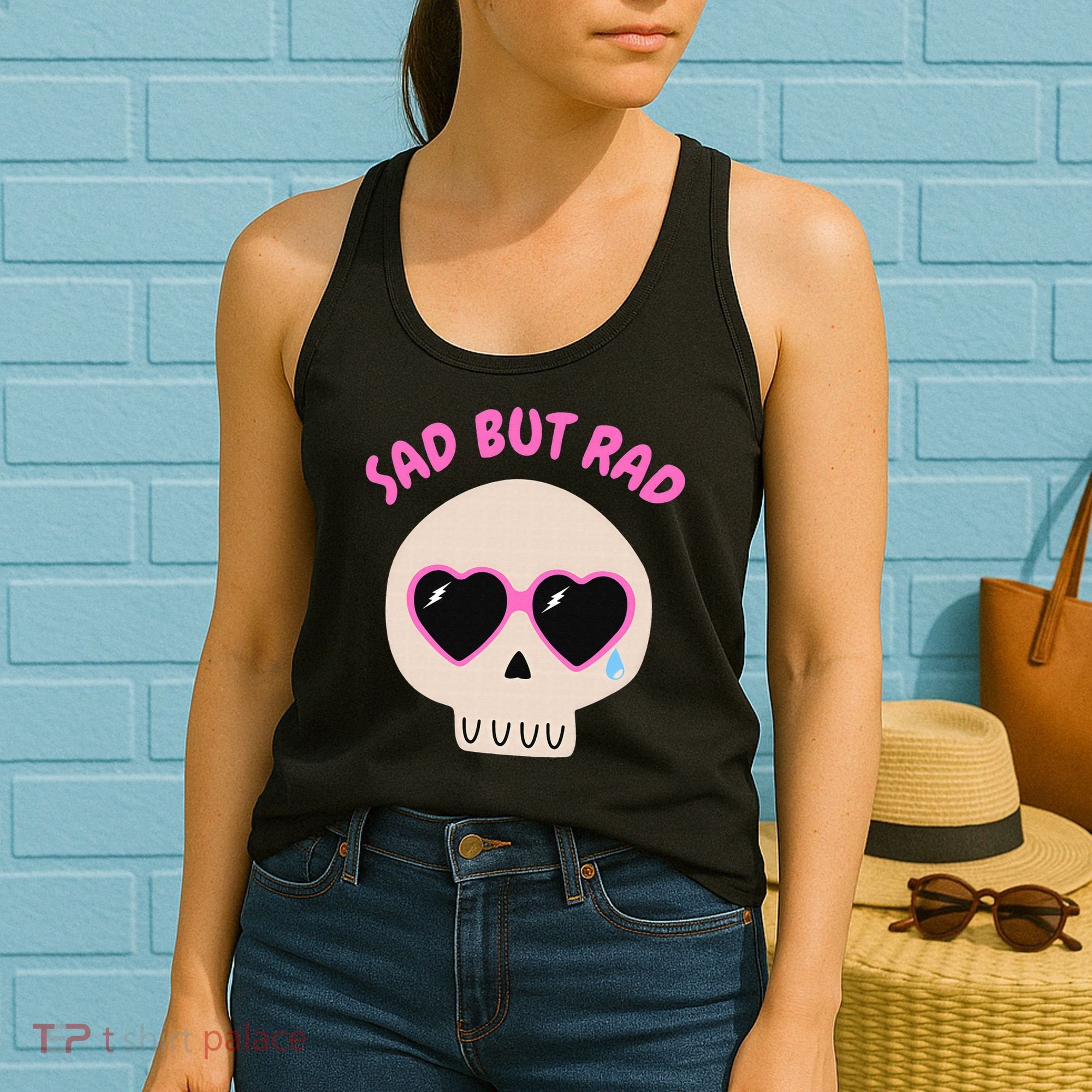 Sad But Rad Teens Kawaii Pastel Goth Cute Skull Women's Tank Top
