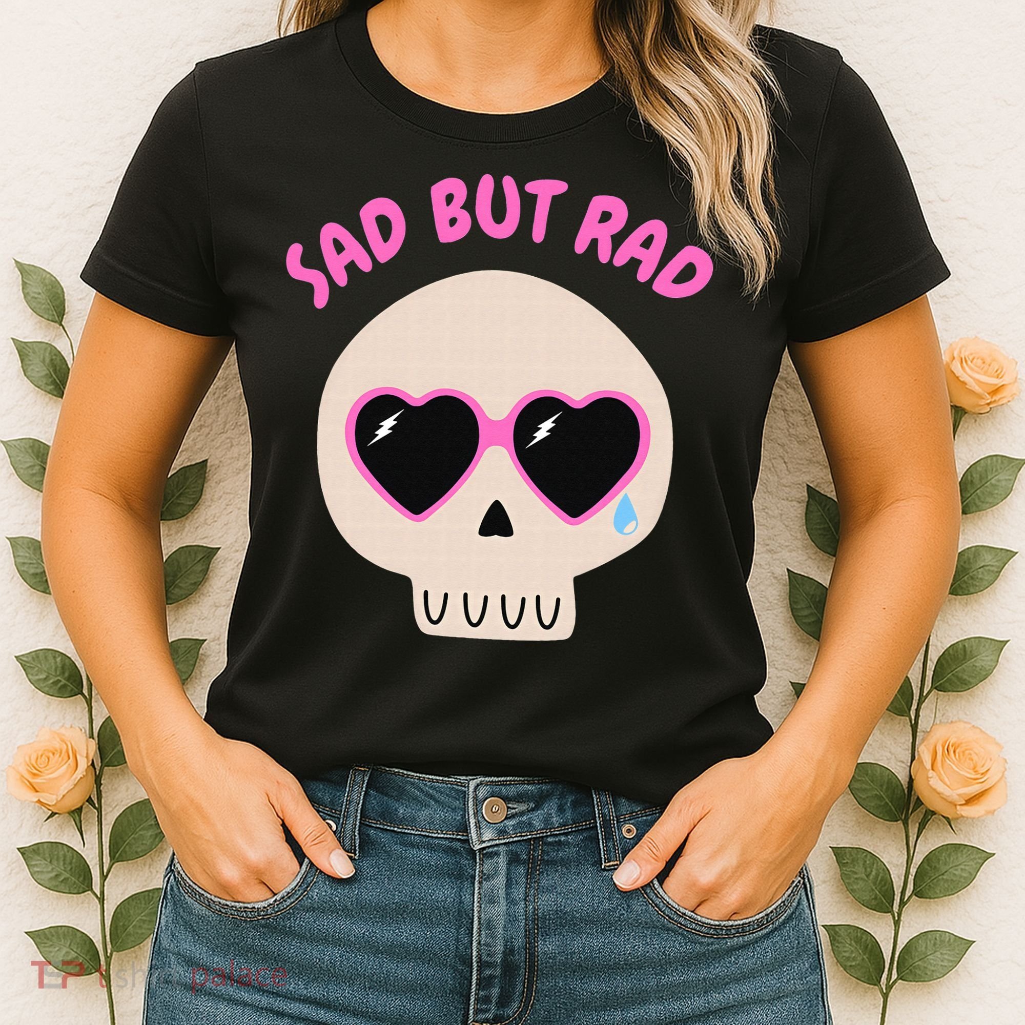 Sad But Rad Teens Kawaii Pastel Goth Cute Skull Women's T-Shirt