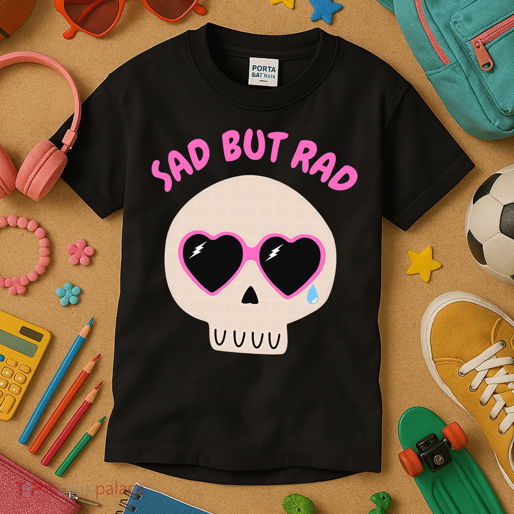 Sad But Rad Teens Kawaii Pastel Goth Cute Skull Kids T-Shirt