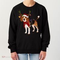 Santa Beagle Reindeer Light Christmas Gift Women's Sweatshirt thumb 0