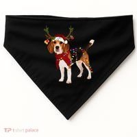 Santa Beagle Reindeer Light Christmas Gift USA-Made Doggie Bandana thumb 0