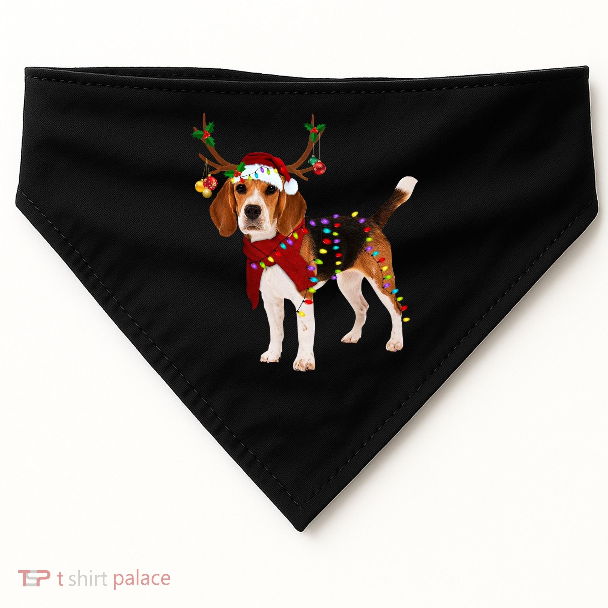 Santa Beagle Reindeer Light Christmas Gift USA-Made Doggie Bandana
