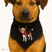 Santa Beagle Reindeer Light Christmas Gift USA-Made Doggie Bandana thumb 1