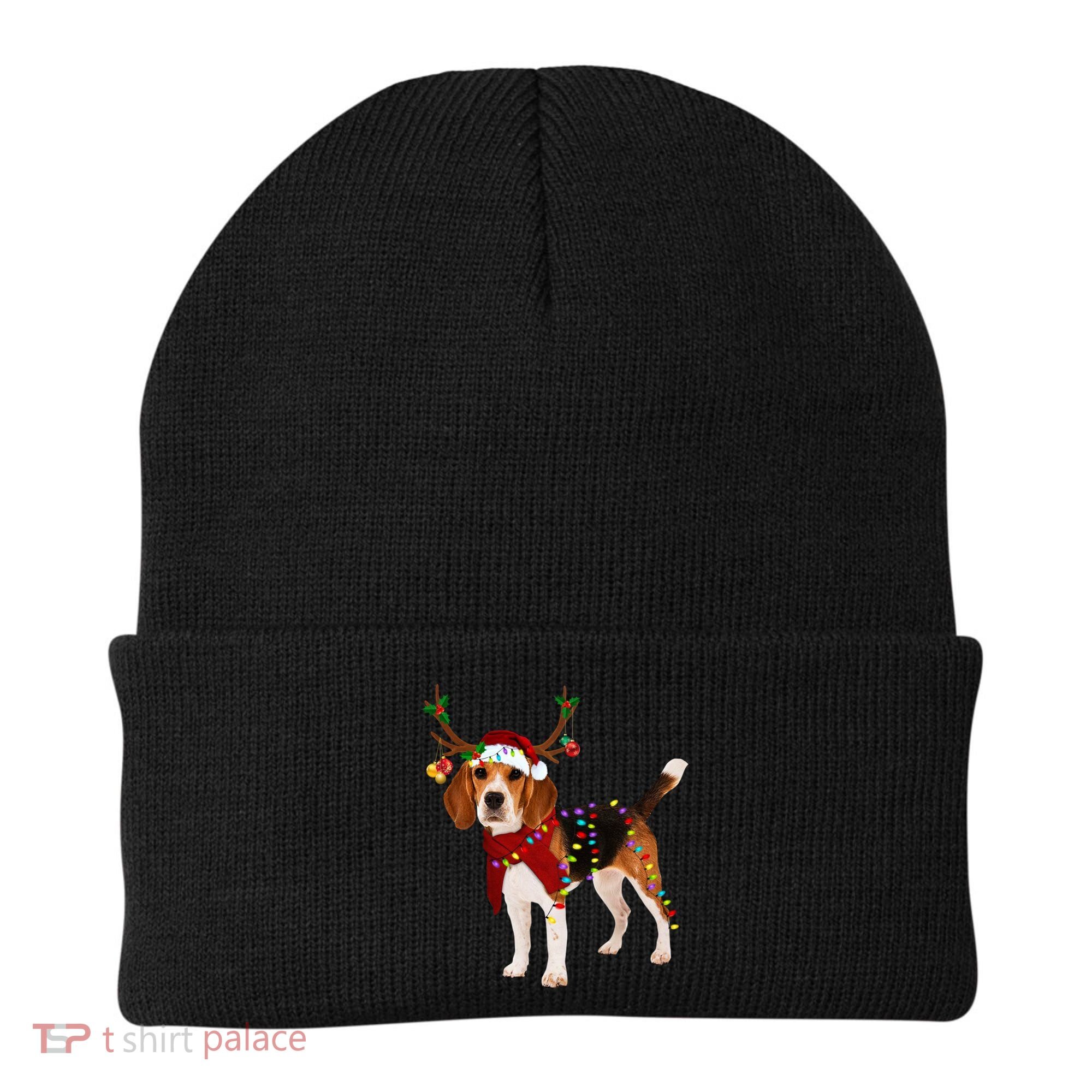 Santa Beagle Reindeer Light Christmas Gift Beanie