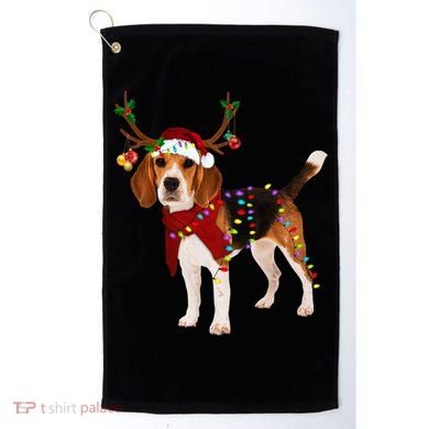 Santa Beagle Reindeer Light Christmas Gift Golf Towel