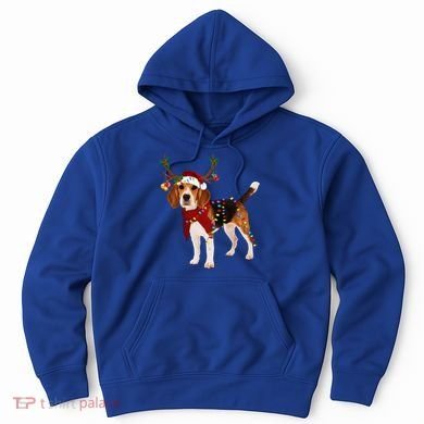 Santa Beagle Reindeer Light Christmas Gift Hoodie