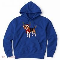 Santa Beagle Reindeer Light Christmas Gift Hoodie thumb 0