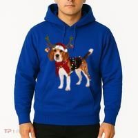 Santa Beagle Reindeer Light Christmas Gift Hoodie thumb 2