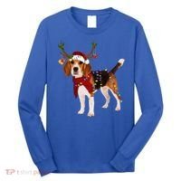 Santa Beagle Reindeer Light Christmas Gift Long Sleeve Shirt thumb 0