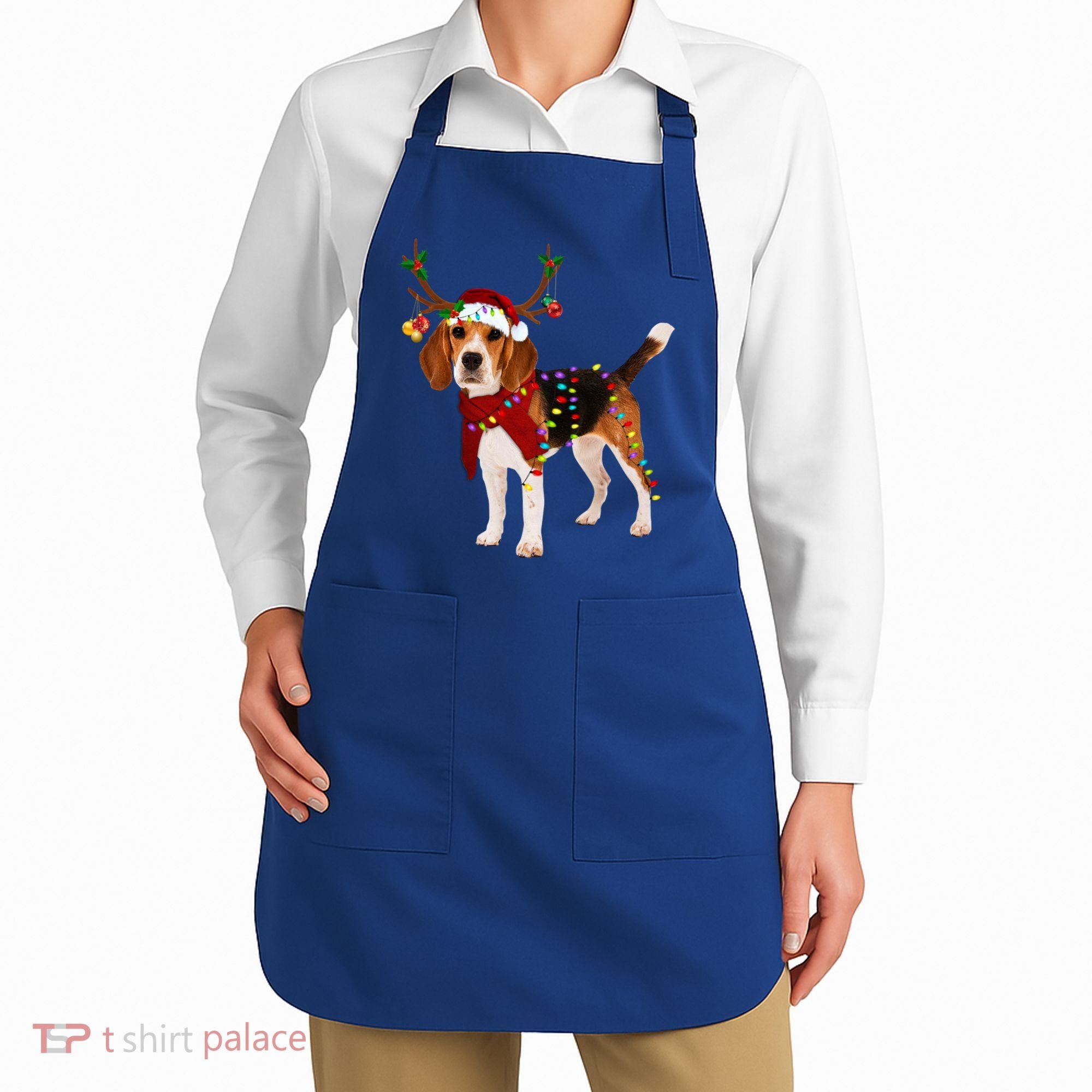 Santa Beagle Reindeer Light Christmas Gift Apron