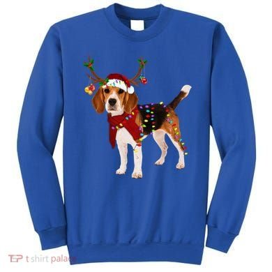 Santa Beagle Reindeer Light Christmas Gift Sweatshirt