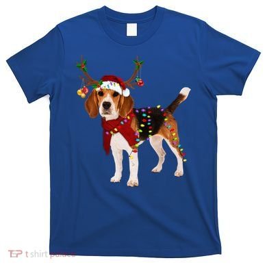 Santa Beagle Reindeer Light Christmas Gift T-Shirt