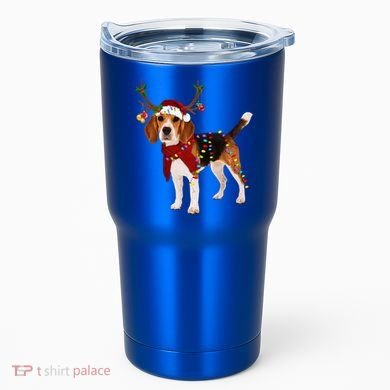 Santa Beagle Reindeer Light Christmas Gift Tumbler