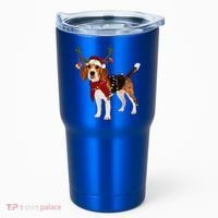 Santa Beagle Reindeer Light Christmas Gift Tumbler thumb 0