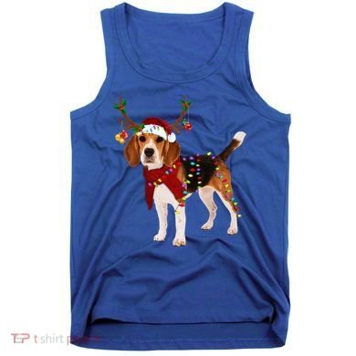 Santa Beagle Reindeer Light Christmas Gift Tank Top