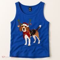Santa Beagle Reindeer Light Christmas Gift Tank Top thumb 2