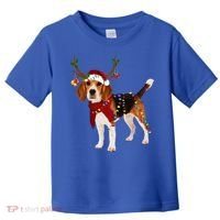 Santa Beagle Reindeer Light Christmas Gift Toddler T-Shirt thumb 0
