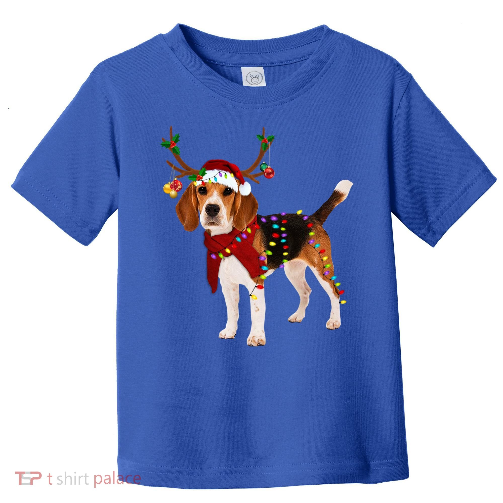 Santa Beagle Reindeer Light Christmas Gift Toddler T-Shirt