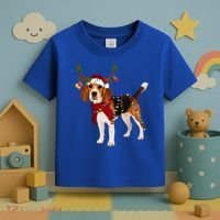 Santa Beagle Reindeer Light Christmas Gift Toddler T-Shirt thumb 3
