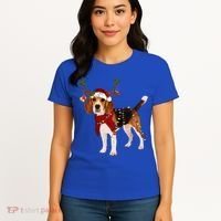 Santa Beagle Reindeer Light Christmas Gift Women's T-Shirt thumb 4
