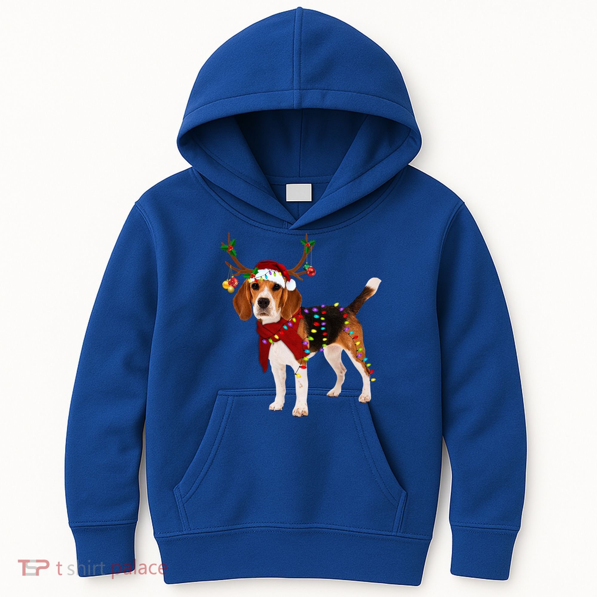 Santa Beagle Reindeer Light Christmas Gift Kids Hoodie