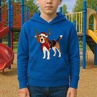 Santa Beagle Reindeer Light Christmas Gift Kids Hoodie thumb 2