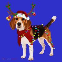 Santa Beagle Reindeer Light Christmas Gift Kids Long Sleeve Shirt thumb 2