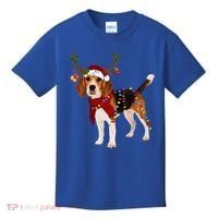 Santa Beagle Reindeer Light Christmas Gift Kids T-Shirt thumb 0
