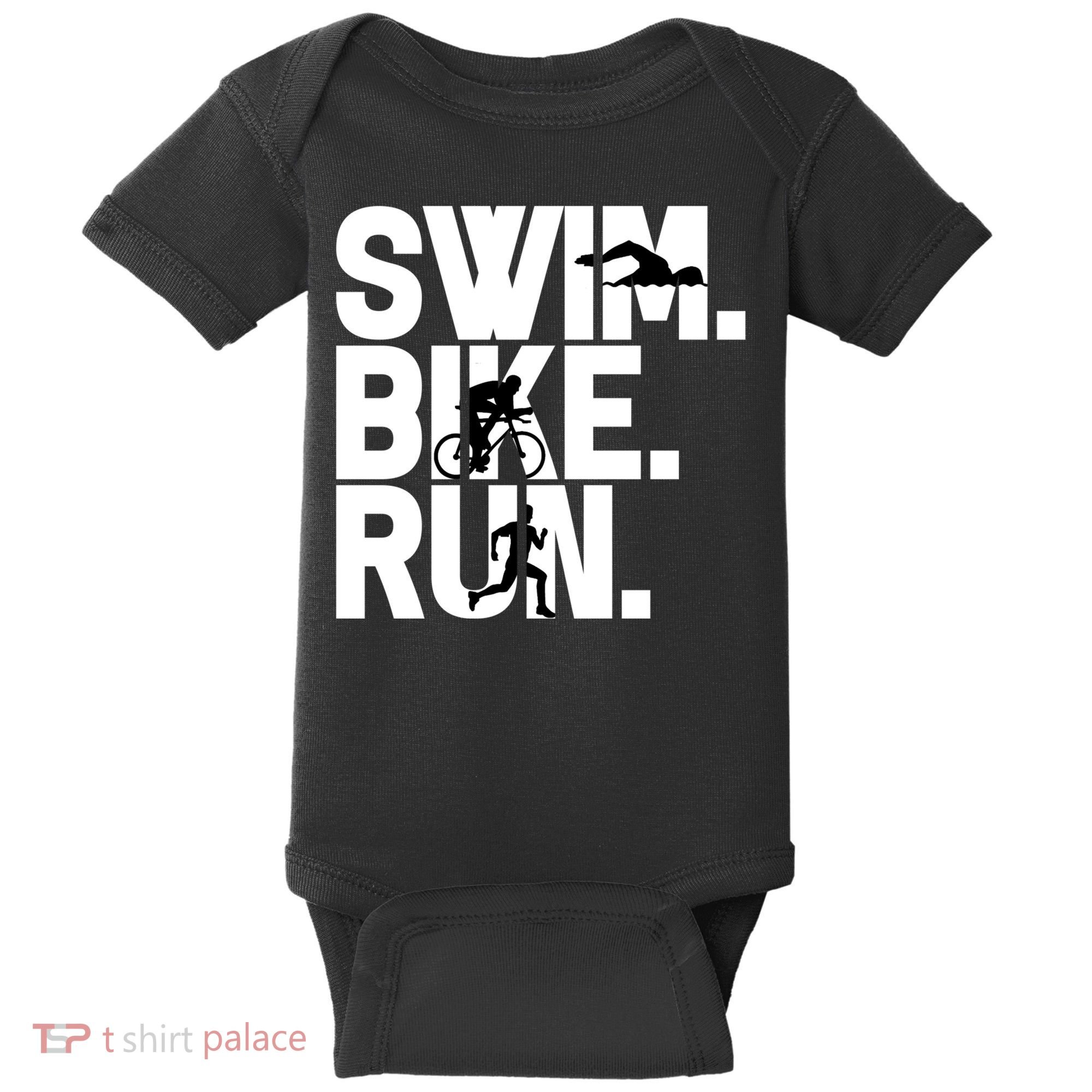 Swim Bike Run Triathlon Triathlete Athletics Gift Baby Bodysuit