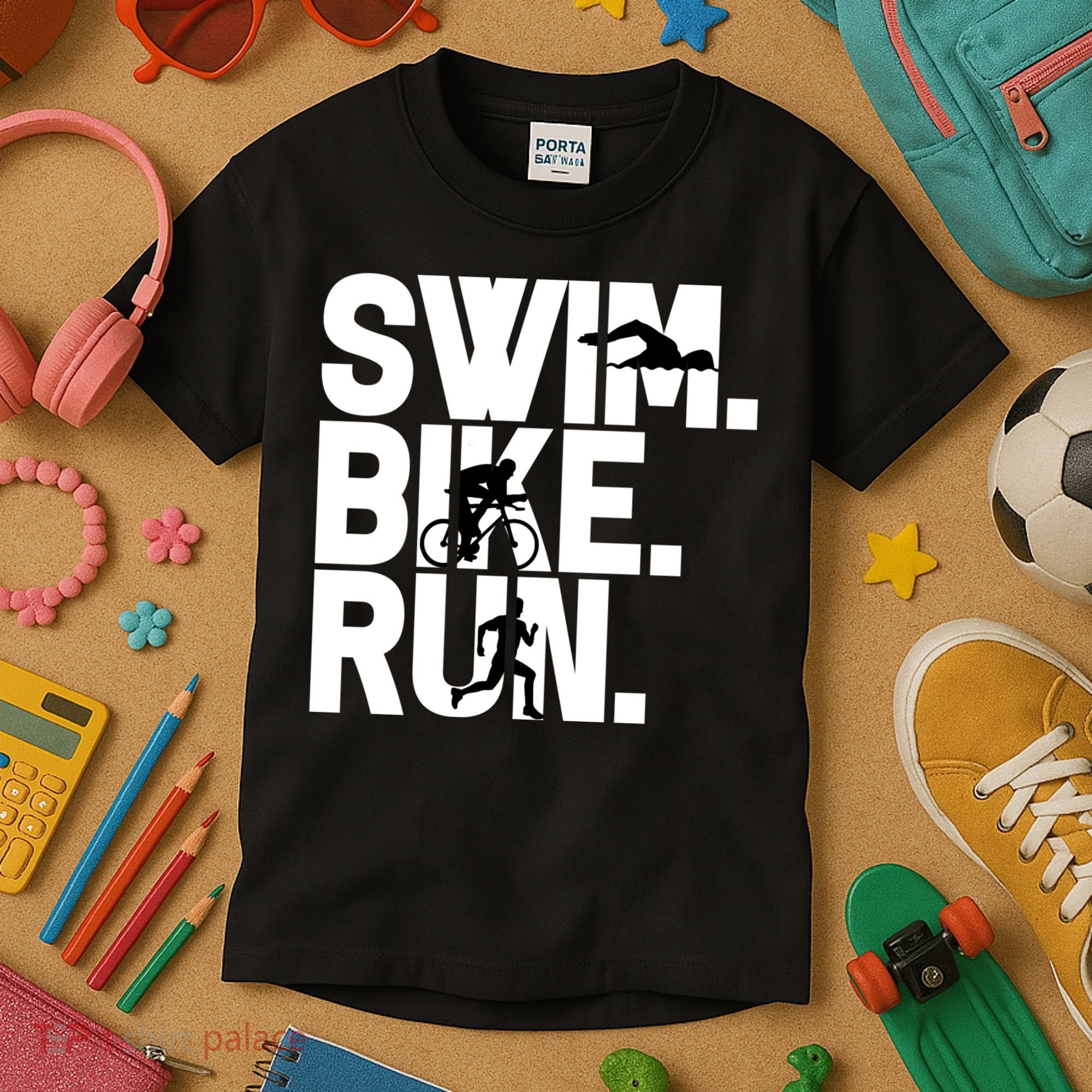 Swim Bike Run Triathlon Triathlete Athletics Gift Kids T-Shirt