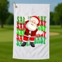 Santa Baby Retro Holiday Festive Cute Golf Towel thumb 1