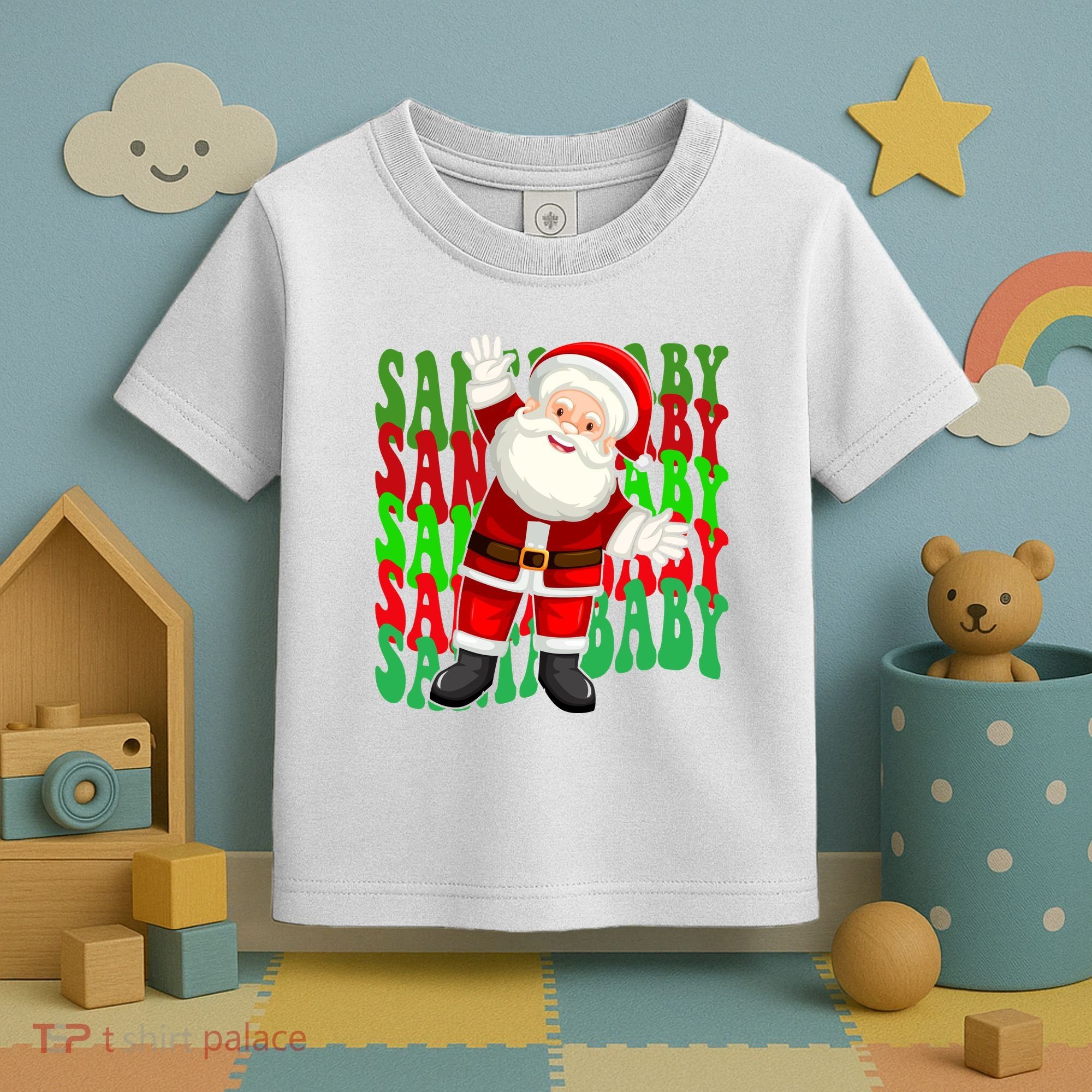 Santa Baby Retro Holiday Festive Cute Toddler T-Shirt
