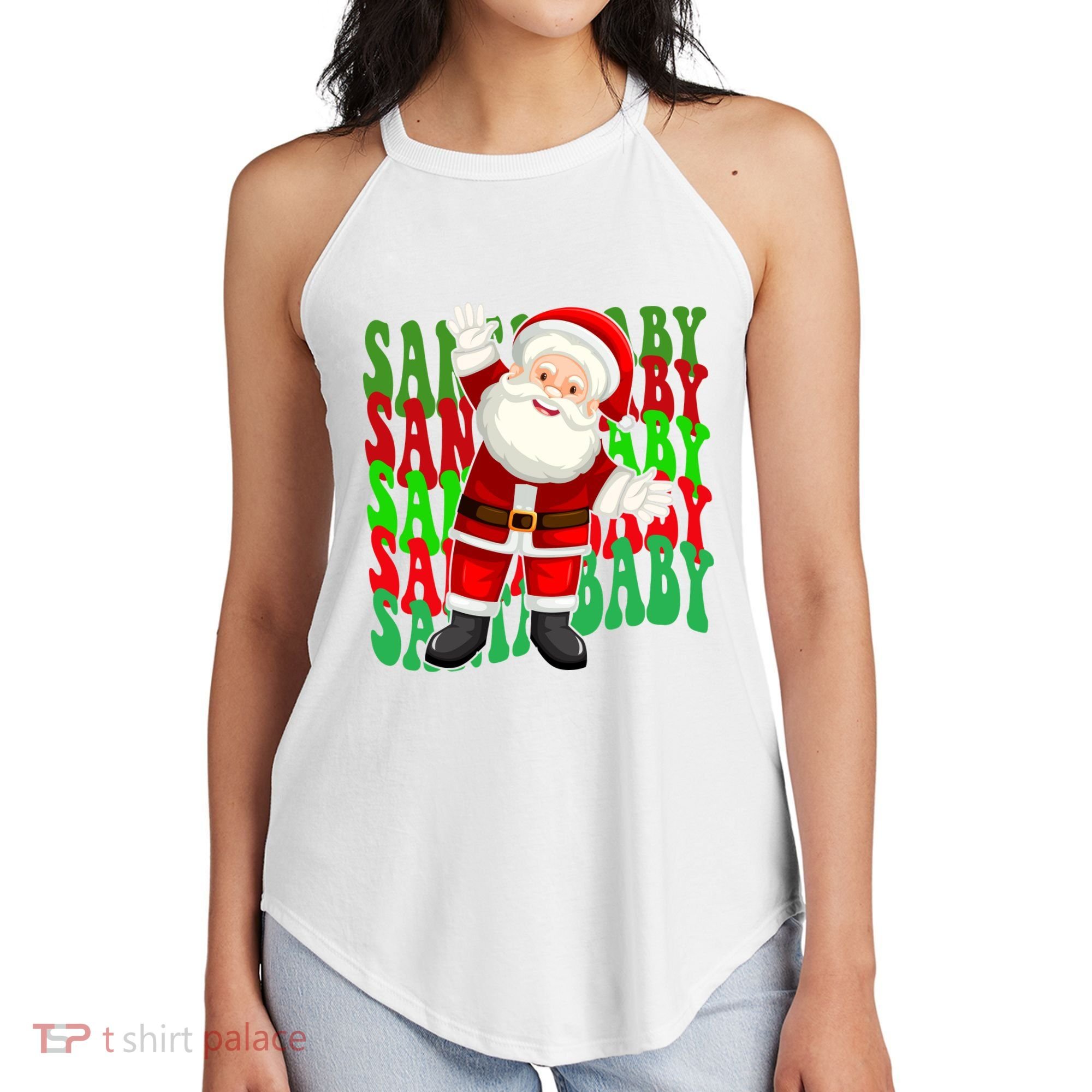 Santa Baby Retro Holiday Festive Cute Women's Perfect Tri Rocker Tank