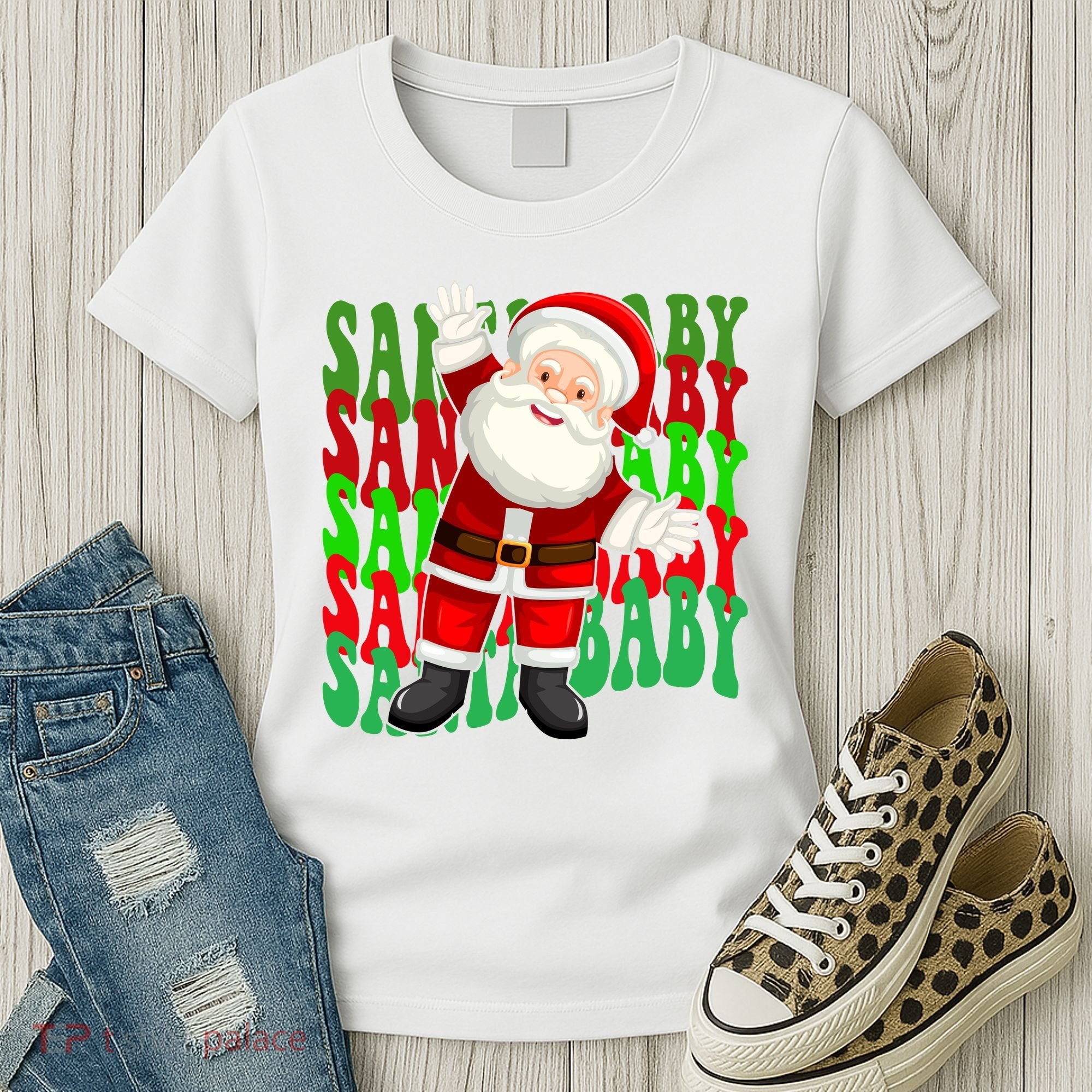 Santa Baby Retro Holiday Festive Cute Women's T-Shirt